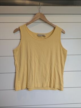 Vintage 90s 100% Cotton Yellow Tank Large Butter Mom Natural